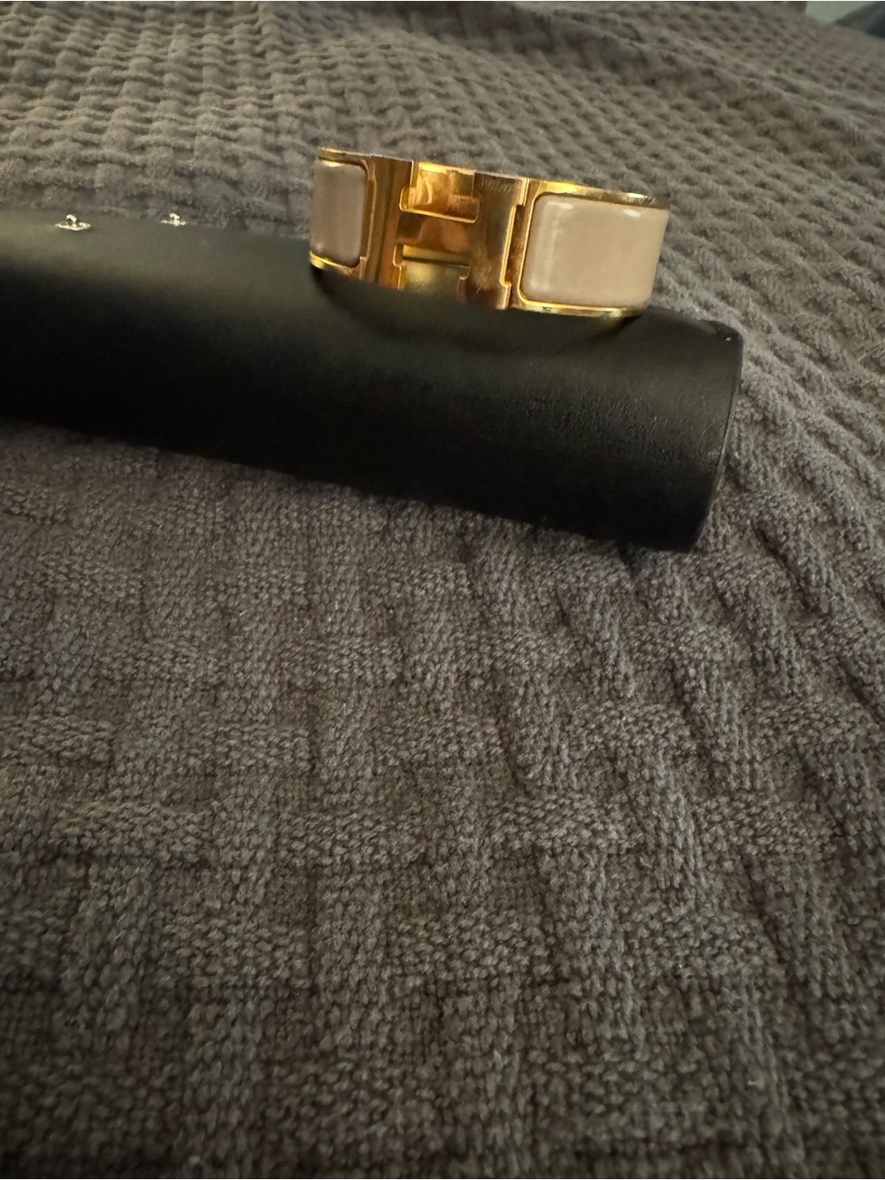 Hermes Gold Bracelet with Cream Enamel Inset